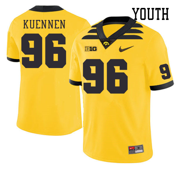 Youth #96 Ryan Kuennen Iowa Hawkeyes College Football Jerseys Stitched Sale-Gold - Click Image to Close